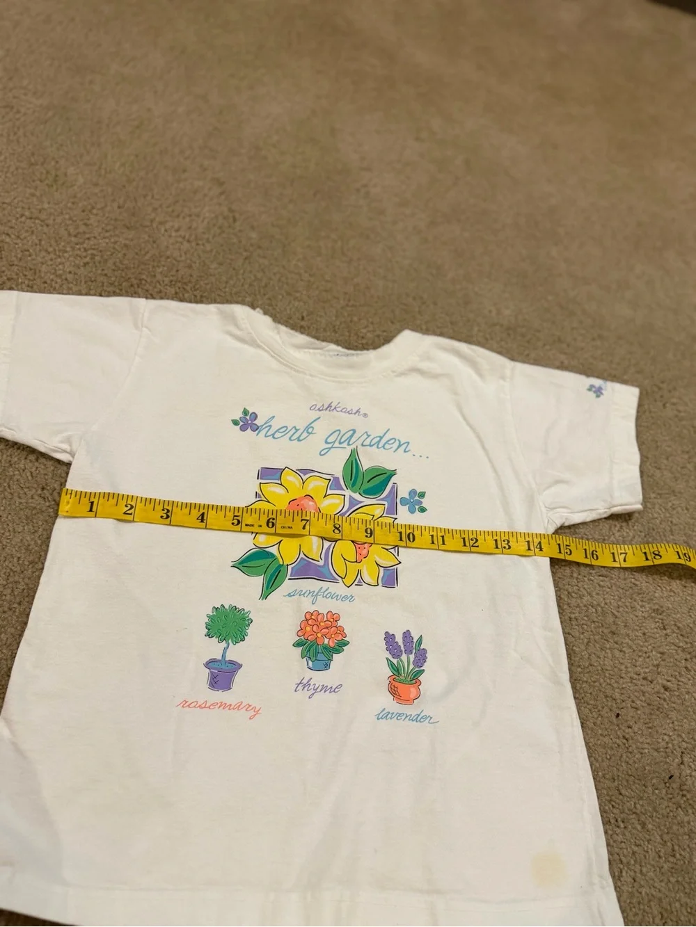Vintage 90s OshKosh Herb Garden Floral T-Shirt Girls 6X Made in USA